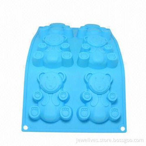 6-cavity cute teddy bear silicone candy molds